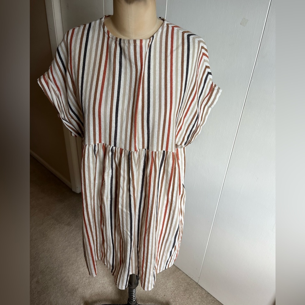 Striped Babydoll dress in cute fall colors M